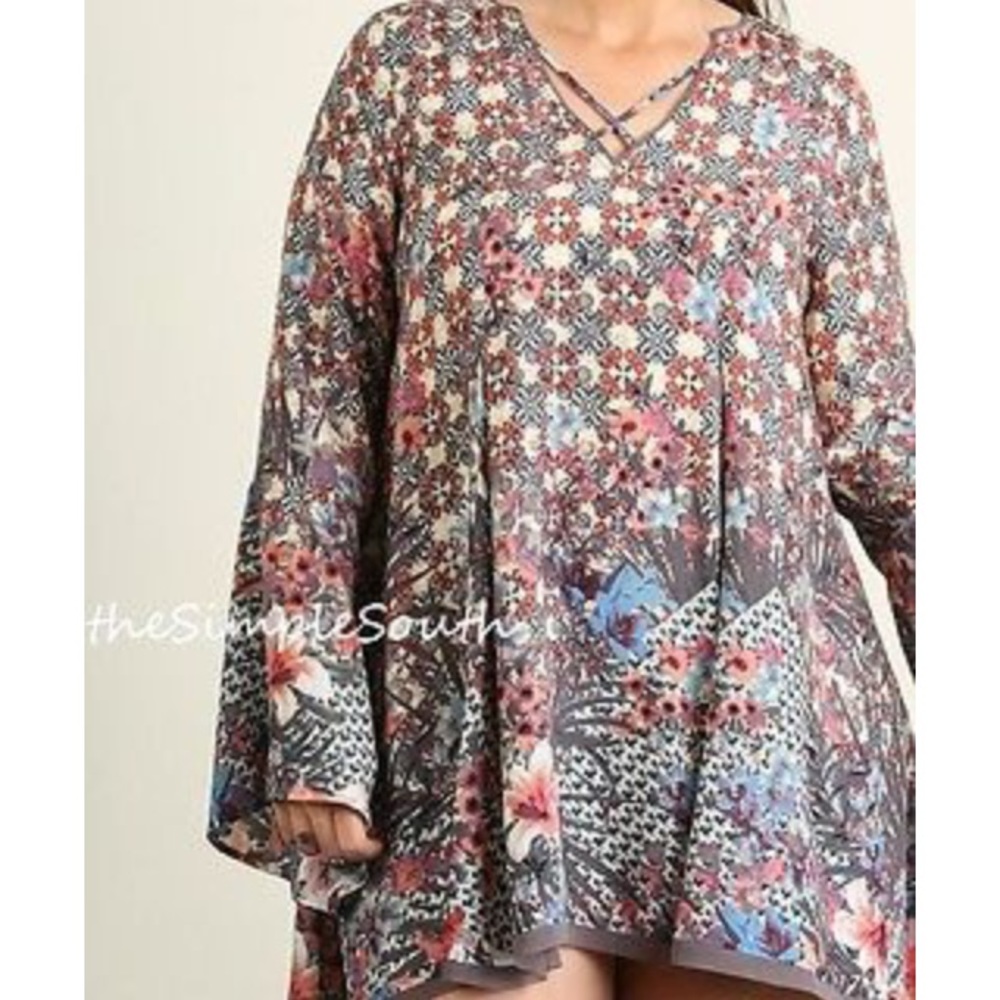 Umgee bohemian mini dress Plus size w/bell sleeves